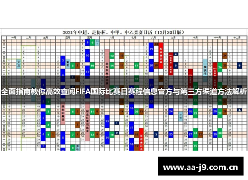 全面指南教你高效查阅FIFA国际比赛日赛程信息官方与第三方渠道方法解析 全面指南教你高效查阅FIFA国际比赛日赛程信息官方与第三方渠道方法解析